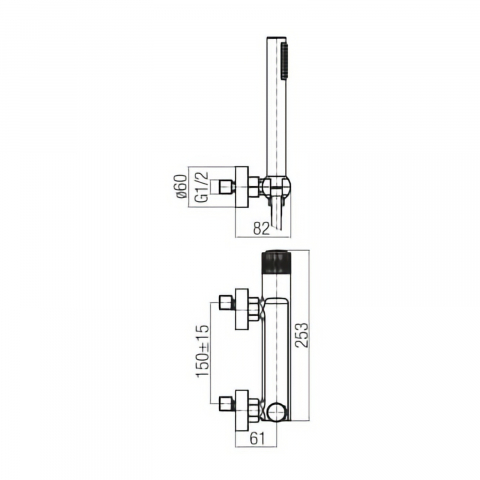 Baterie pentru dus cu montaj pe perete DECOR Chrome Valvex [1]