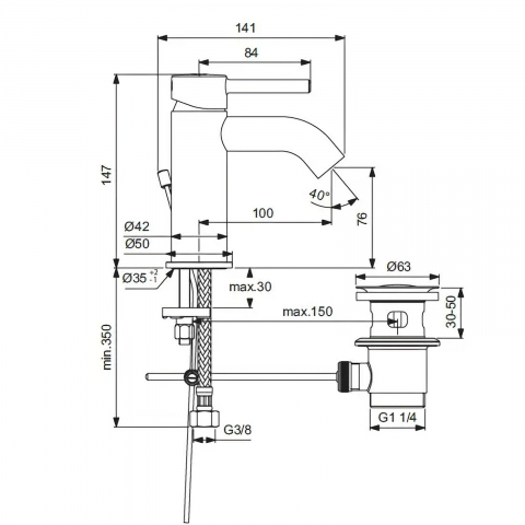 Baterie pentru lavoar CERALINE Crom Ideal Standard [3]