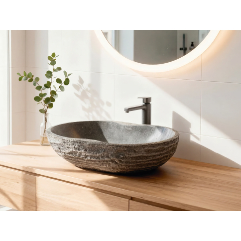 Lavoar pe blat Bathco JERBA din piatra naturala 550x350x150 mm [1]