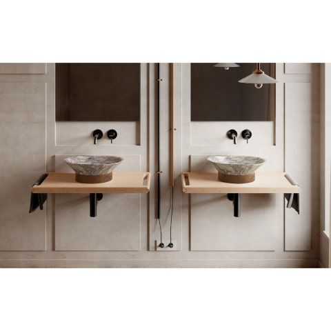Blat pentru lavoar Bathco MEKONG din bambus 800x450x40 mm [2]