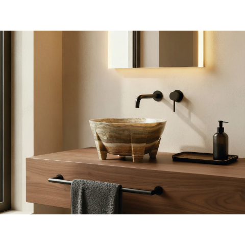 Lavoar pe blat Bathco MORTAR BROWN ONYX 380x180 mm [1]