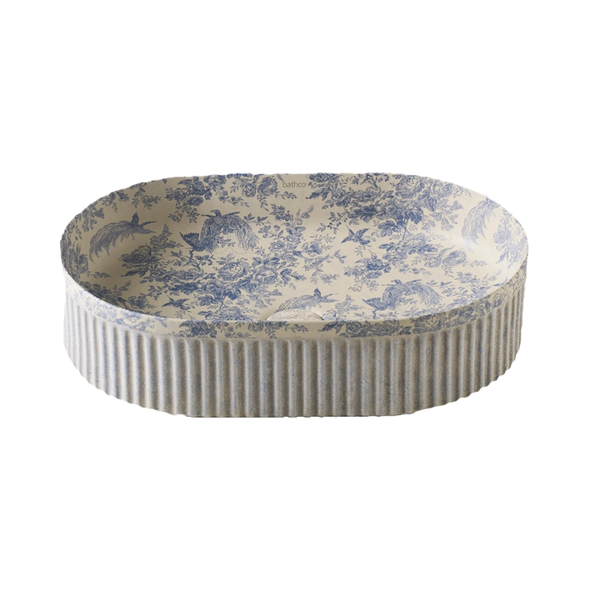 Lavoare pe blat - Lavoar pe blat Bathco WADI OVAL TOILE DE JOUY AZUL 500x320x120 mm
