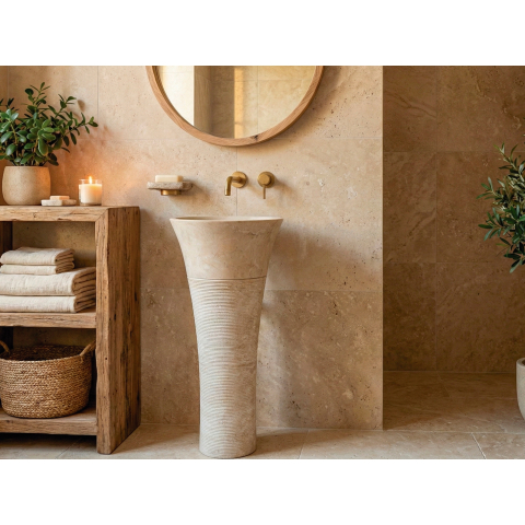 Lavoar tip coloana Bathco BORACAY PEDESTAL BEIGE 450x900 mm [1]