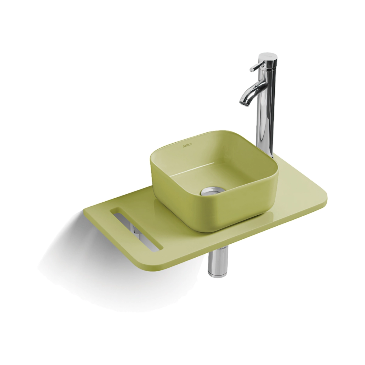 Lavoare pe blat - Set lavoar Bathco CUBE 25 COLORS LIME 550x300x560 mm