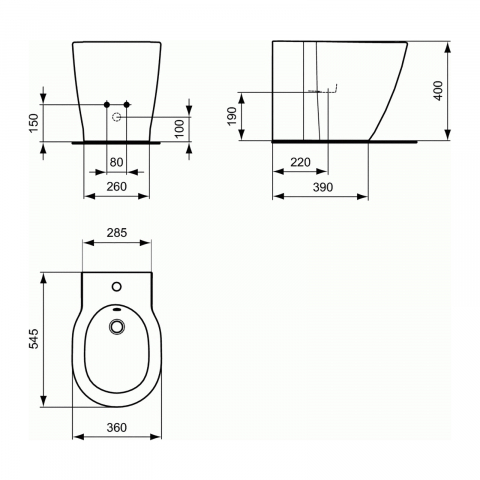 Bideu stativ lipit de perete CONNECT BTW Ideal Standard [1]