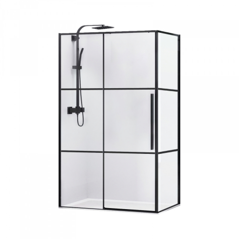 Cabine de dus - Cabina de dus dreptunghiulara INFINITY 100 x 80 x 200, finisaj negru mat, usa culisanta, sticla 6 mm Belform