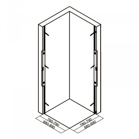 Cabina de dus patrata 90 x 90 x 200, finisaj negru mat, 2 usi culisante, sticla 6 mm INFINITY Belform [5]