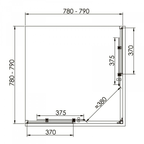 Cabina de dus patrata 90 x 90 x 200, finisaj negru mat, 2 usi culisante, sticla 6 mm INFINITY Belform [6]