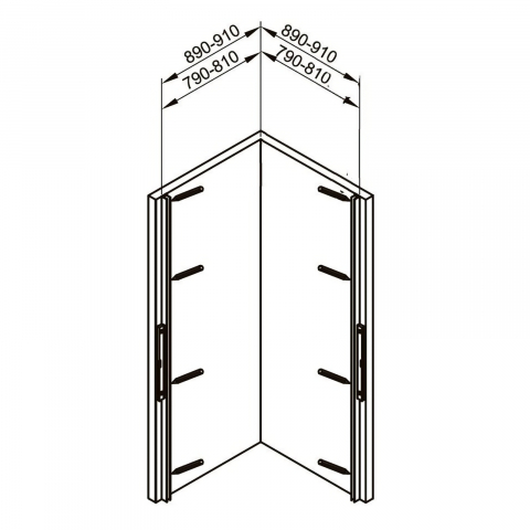 Cabina de dus semitorunda 90 x 90 x 200, finisaj negru mat, 2 usi batante, sticla clara 6 mm INFINITY Belform [5]