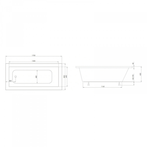 Cada de baie Cubic, alb 170 x 80 x 45 cm Fibrex [3]