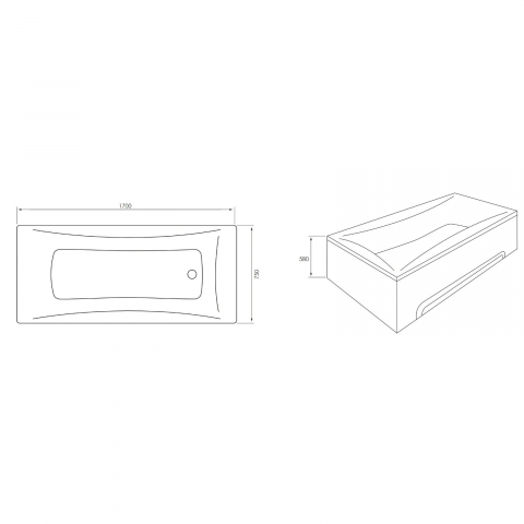 Cada de baie Fanse, alb 170 x 75 x 45 cm Fibrex [1]