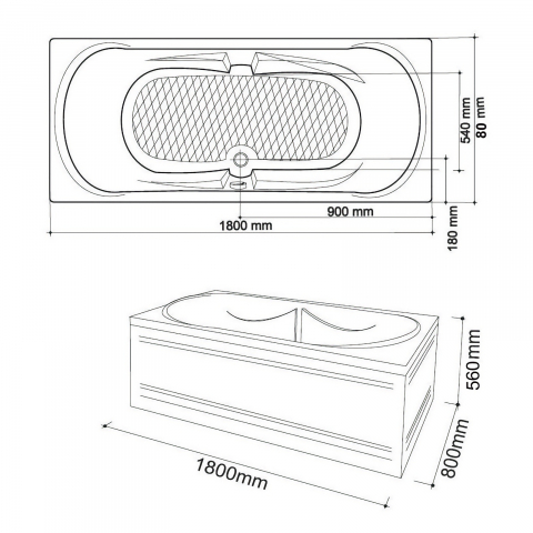 Cada de baie Favorit, alb 180 x 80 x 40 cm Fibrex [1]