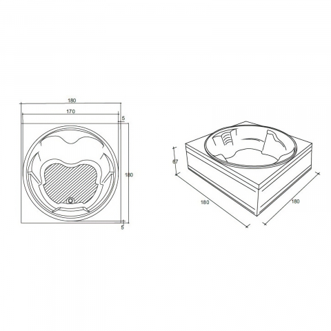 Cada de baie Sphera, rotunda, dreapta, alb 180 x 180 x 54 cm Fibrex [1]