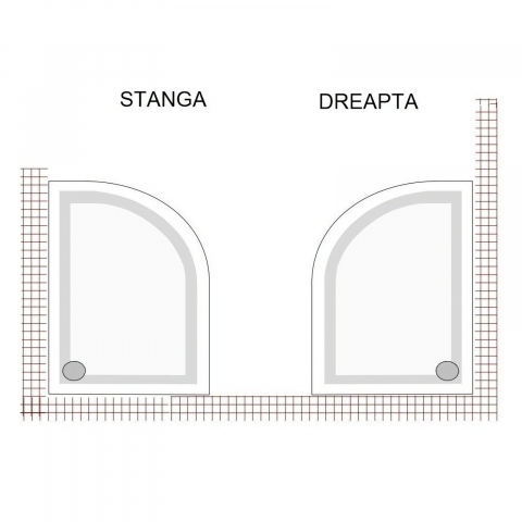 Cadita de dus Semirotunda dreapta CUBO 110 x 70 cm Belform [2]