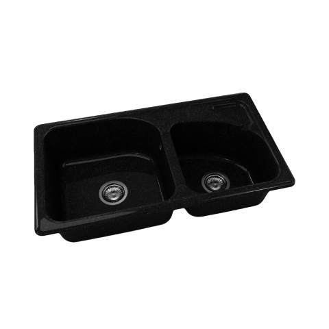 Chiuvete compozite - Chiuveta cu doua cuve 204422 GALAXY BLACK FAT