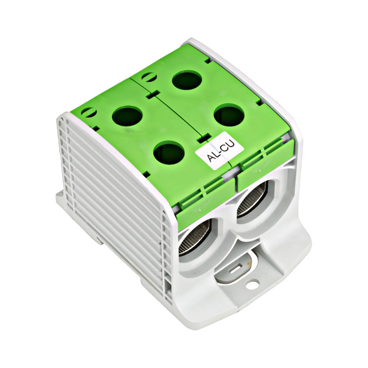 Tablouri electrice, disjunctoare si sigurante - CLEMA DUBLA (2*1P) AL-CU, VERDE, 300MMP / 240MMP CU PIN