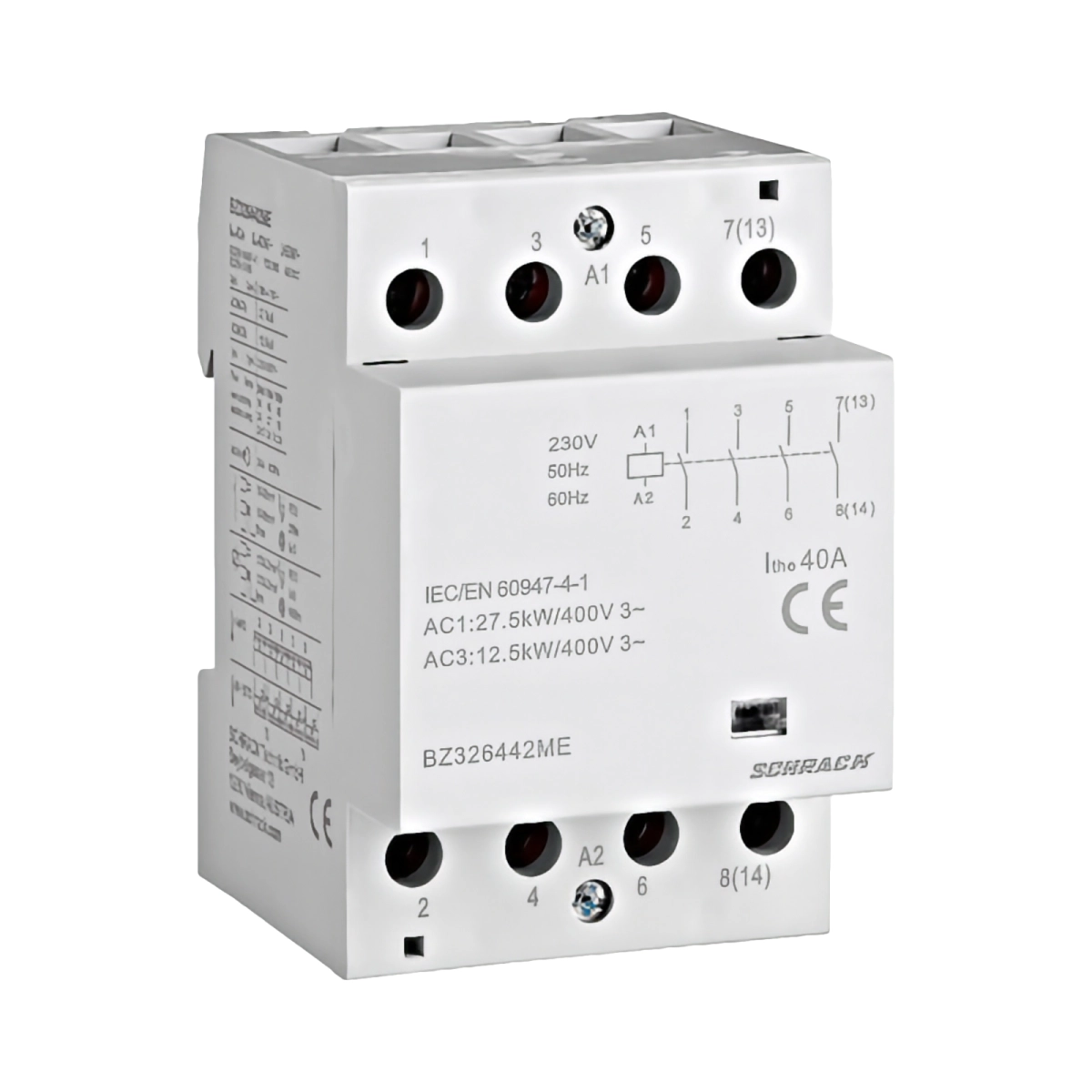 Tablouri electrice, disjunctoare si sigurante - CONTACTOR MODULAR (3UH) 40A, 4 ND, 230VCA, SERIA AMPARO