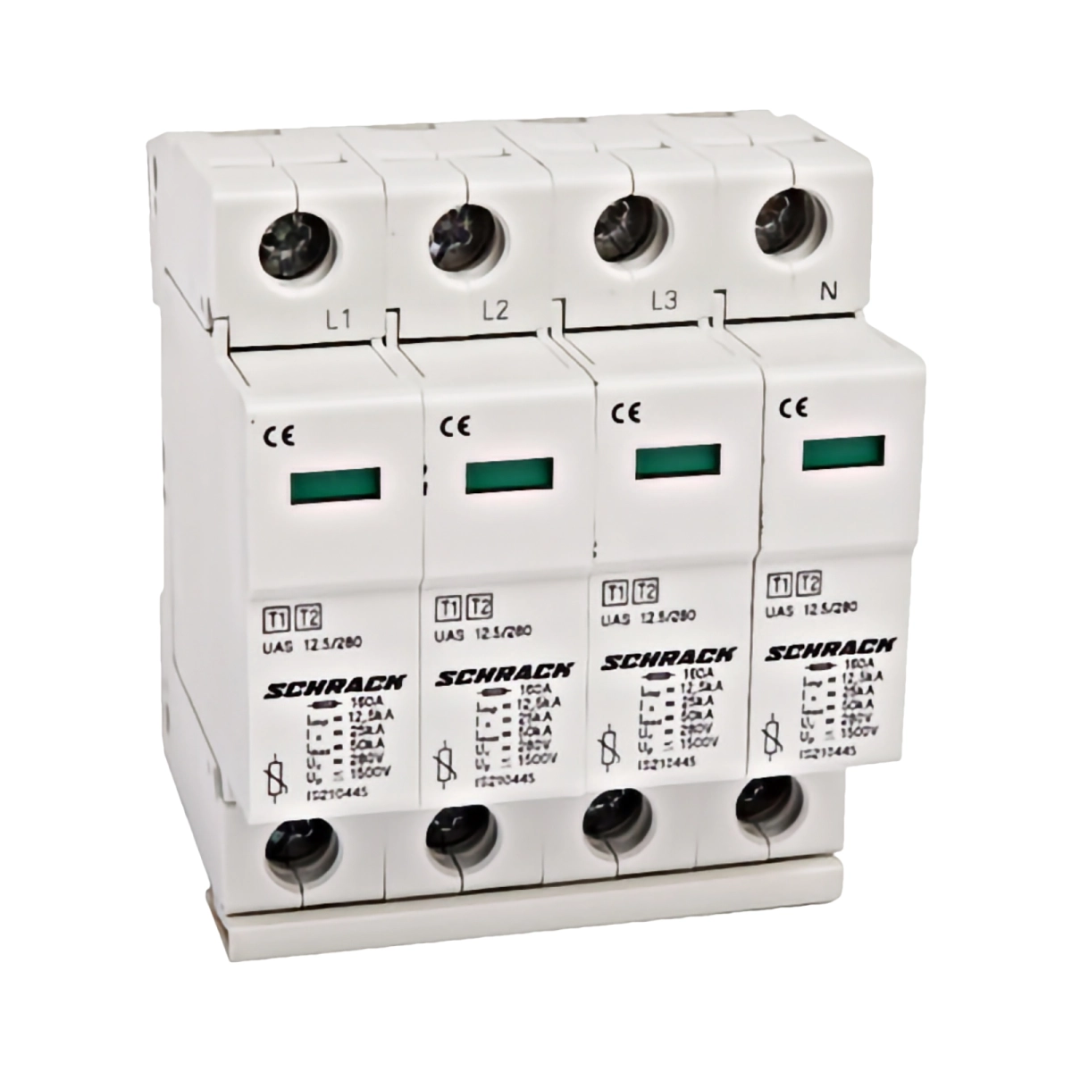 Tablouri electrice, disjunctoare si sigurante - DESCARCATOR COMPLET T1+T2/BC 4P, TNS,12,5 KA/280V-SERIA UAS
