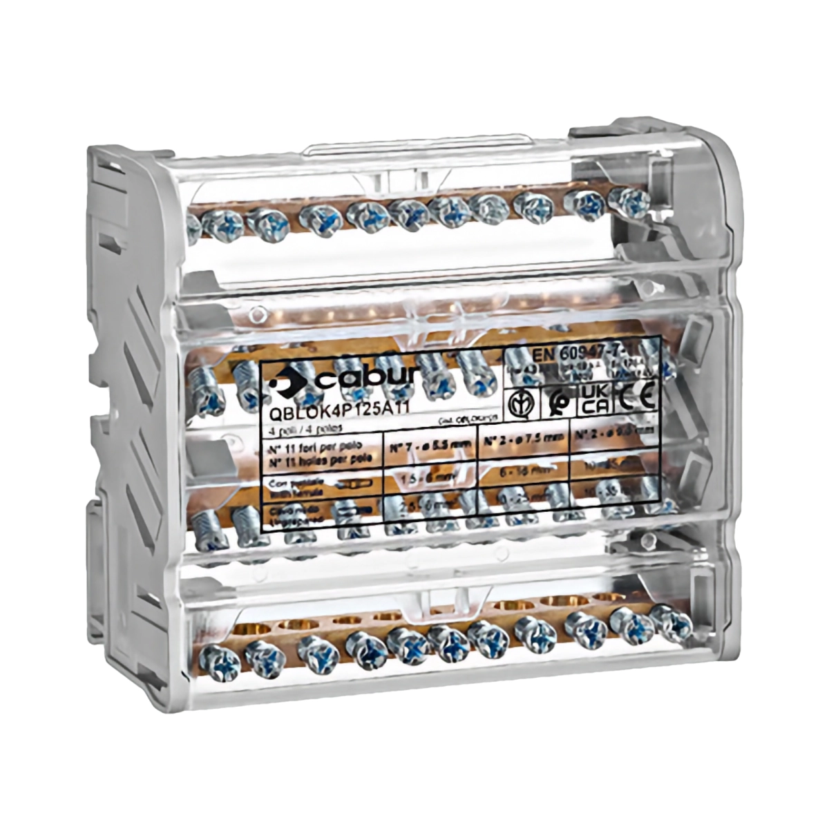 Tablouri electrice, disjunctoare si sigurante - DISTRIBUITOR 4 POLI 125 A, PER POL: 2X35 MM2 / 2X25+7X6MM2