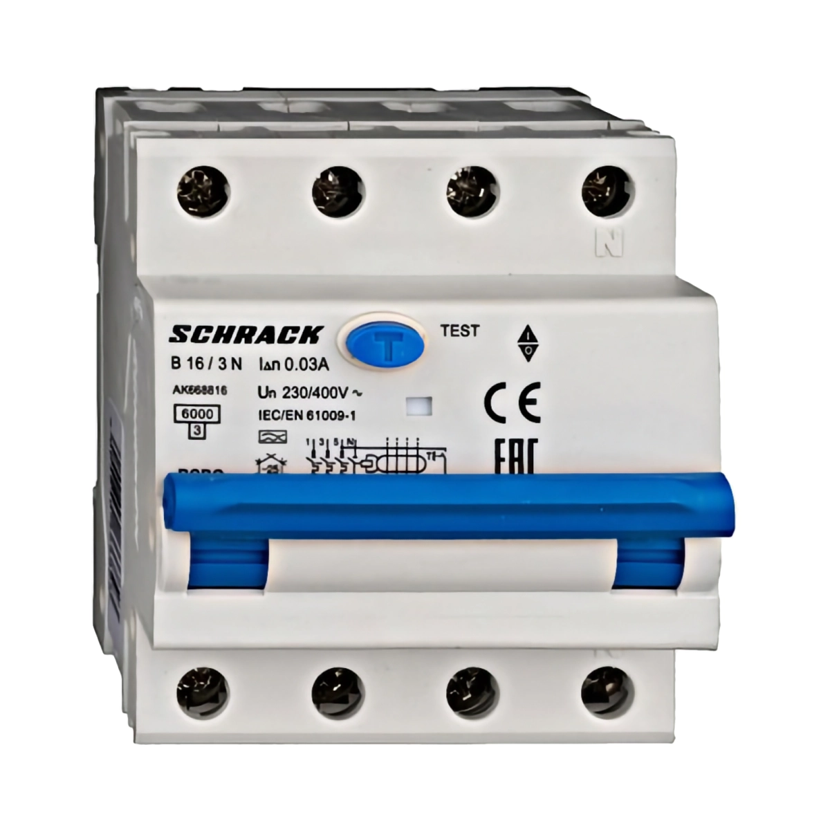 Echipamente electrice - Intrerupator automat diferential 3+N AMPARO 6kA B 16A 30mA Tip A