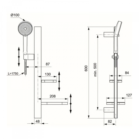 Kit de dus 600mm Idealrain Alu+ Silver Ideal Standard [1]