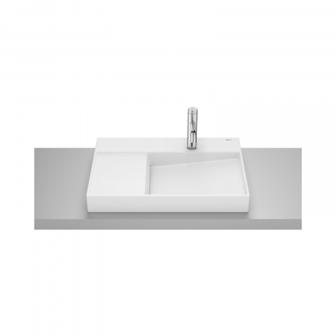 Lavoare si piedestale - Lavoar pe blat din portelan cu orificiu pentru baterie View Horizon 60 cm alb mat Roca