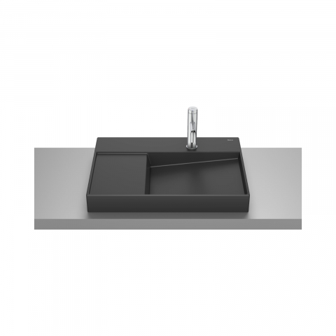 Lavoare si piedestale - Lavoar pe blat din portelan cu orificiu pentru baterie View Horizon 60 cm negru mat Roca