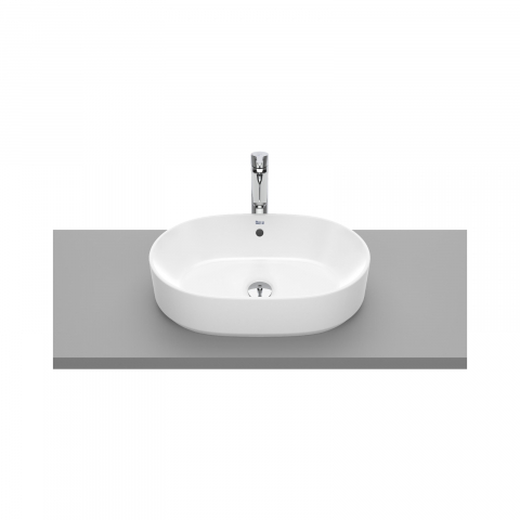 Lavoare si piedestale - Lavoar pe blat, din portlan The Gap oval 550 x 390 mm alb Roca