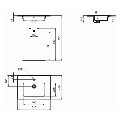 Lavoar TEMPO 61 cm incastrat Ideal Standard [3]