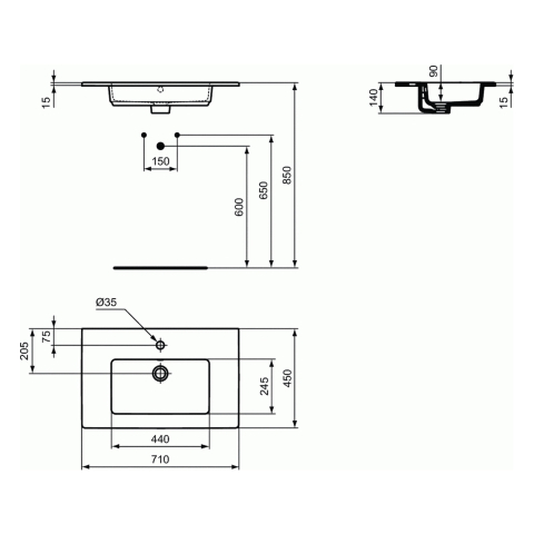 Lavoar TEMPO 71 cm incastrat Ideal Standard [2]
