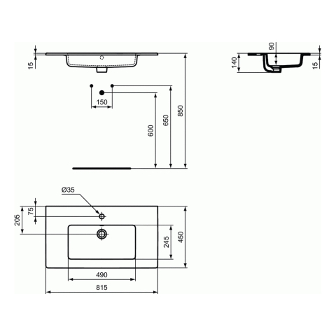 Lavoar TEMPO 81 cm incastrat Ideal Standard [2]