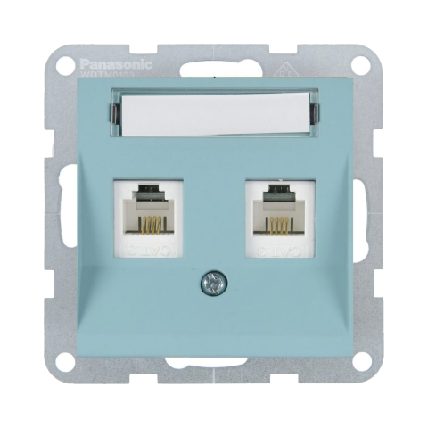 Prize date, telefon - Mecanism priza 2xCAT5e cu eticheta Karre Plus 55 Soft Touch Turcoaz