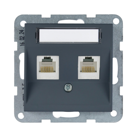 Prize date, telefon - Mecanism priza 2xCAT5e cu eticheta Karre Plus 55 Soft Touch Night