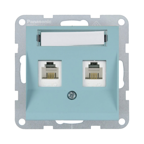 Prize date, telefon - Mecanism priza 2xCAT6 cu eticheta Karre Plus 55 Soft Touch Turcoaz
