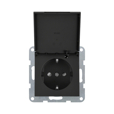 Prize - Mecanism priza Schuko cu capac, protectie pentru copii si sistem Quick Connect Karre Plus 55 Fumuriu