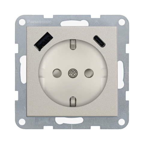 Prize electrice - Mecanism priza Schuko cu protectie pentru copii si porturi USB Tip A si C cu tehnologie Quick Charge Karre Plus 55 Bronz