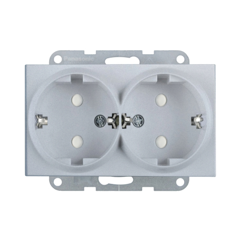 Prize electrice - Mecanism priza Schuko dubla cu protectie pentru copii Karre Plus 55 Silver