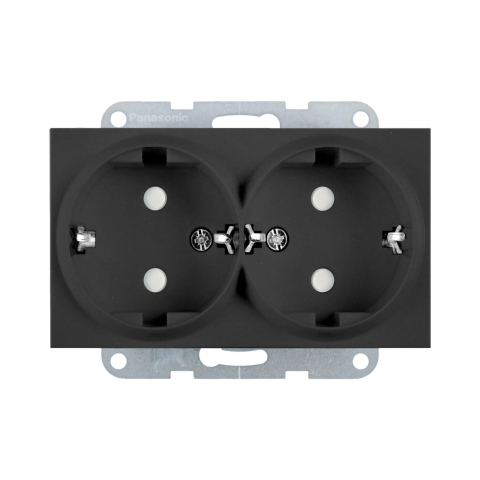 Prize electrice - Mecanism priza Schuko dubla cu protectie pentru copii Karre Plus 55 Fumuriu