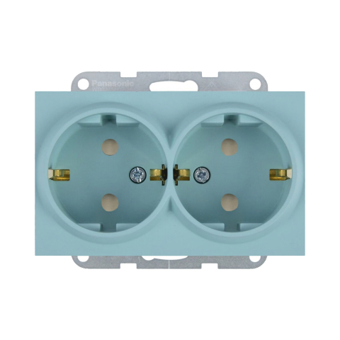 Prize electrice - Mecanism priza Schuko dubla cu protectie pentru copii Karre Plus 55 Soft Touch Turcoaz