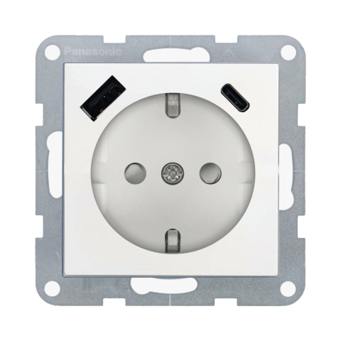 Prize electrice - Mecanism priza Schuko cu protectie pentru copii si porturi USB Tip A si C cu tehnologie Quick Charge Karre Plus 55 Alb