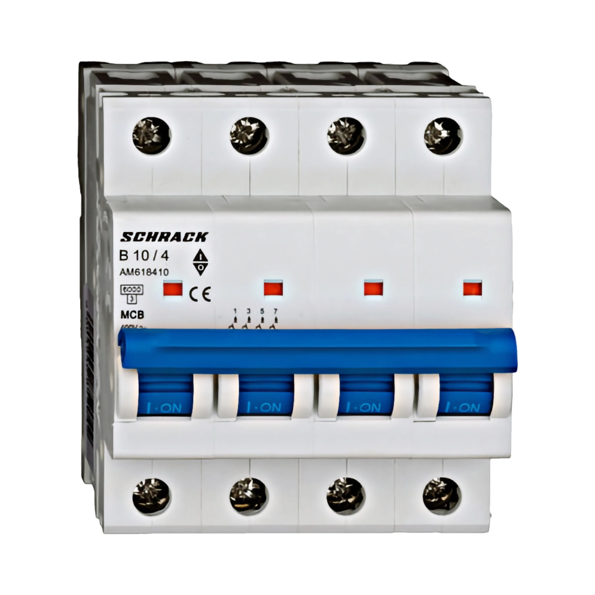 Tablouri electrice, disjunctoare si sigurante - MINIATURE CIRCUIT BREAKER (MCB) AMPARO 6KA, B 10A, 4-POLE