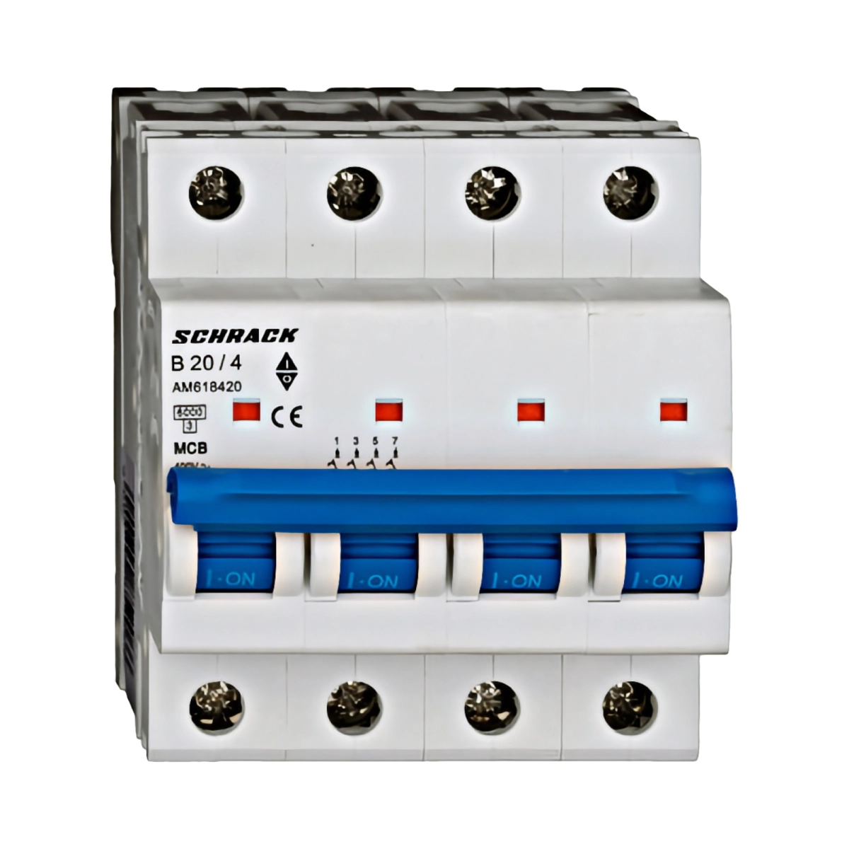 Tablouri electrice, disjunctoare si sigurante - MINIATURE CIRCUIT BREAKER (MCB) AMPARO 6KA, B 20A, 4-POLE