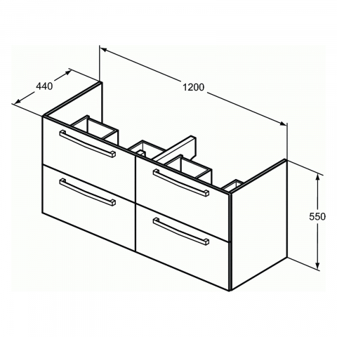 Mobilier TEMPO 1200 mm suspendat 4 sertare gri lucios Ideal Standard [1]