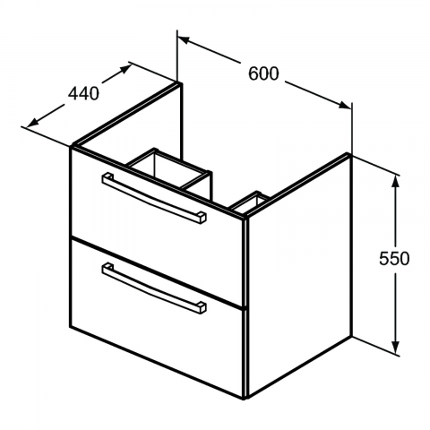 Mobilier Tempo 60 cm suspendat 2 sertare gri lucios Ideal Standard [1]