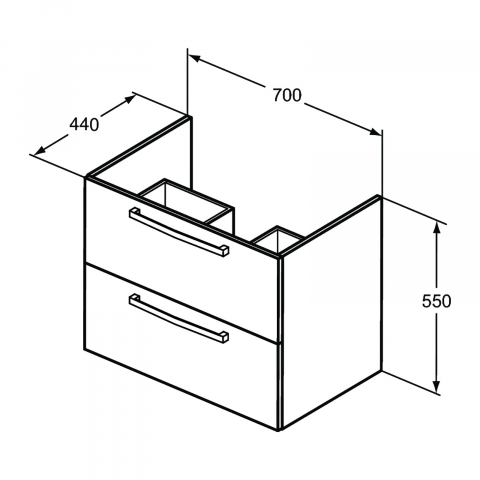 Mobilier TEMPO 700 mm suspendat 2 sertare alb lucios Ideal Standard [2]