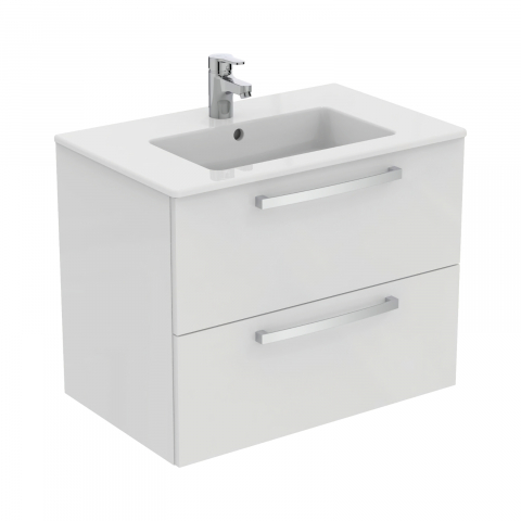 Mobilier de baie - Mobilier TEMPO 700 mm suspendat 2 sertare alb lucios Ideal Standard