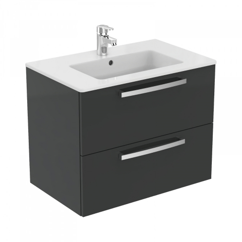 Mobilier de baie - Mobilier TEMPO 700 mm suspendat 2 sertare gri lucios Ideal Standard
