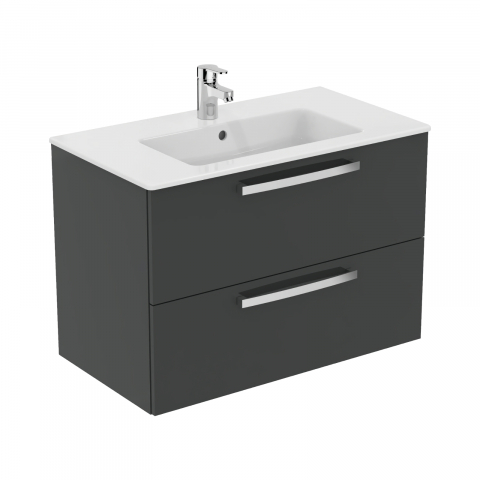 Mobilier TEMPO 800 mm suspendat 2 sertare gri lucios Ideal Standard [3]