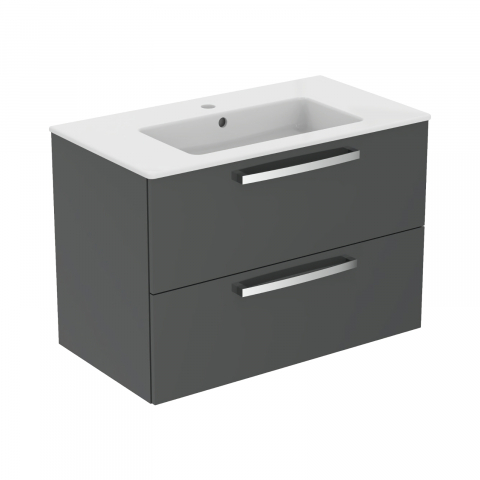 Mobilier TEMPO 800 mm suspendat 2 sertare gri lucios Ideal Standard [2]