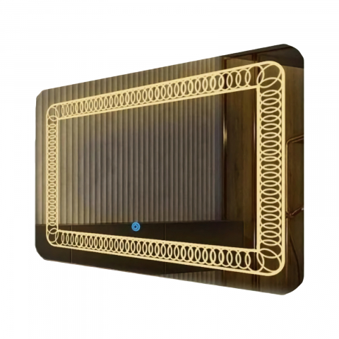Oglinzi cu iluminare led si functii speciale - Oglina de baie Atlantis, iluminare led 3 culori, 120 x 60 cm, functie dezaburire, intrerupator touch si ceas Belform